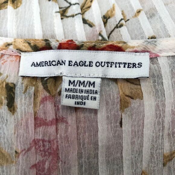 American Eagle Outfitters Medium Kimono Cardigan Rose Print Sheer Cottage Core - Picture 10 of 11